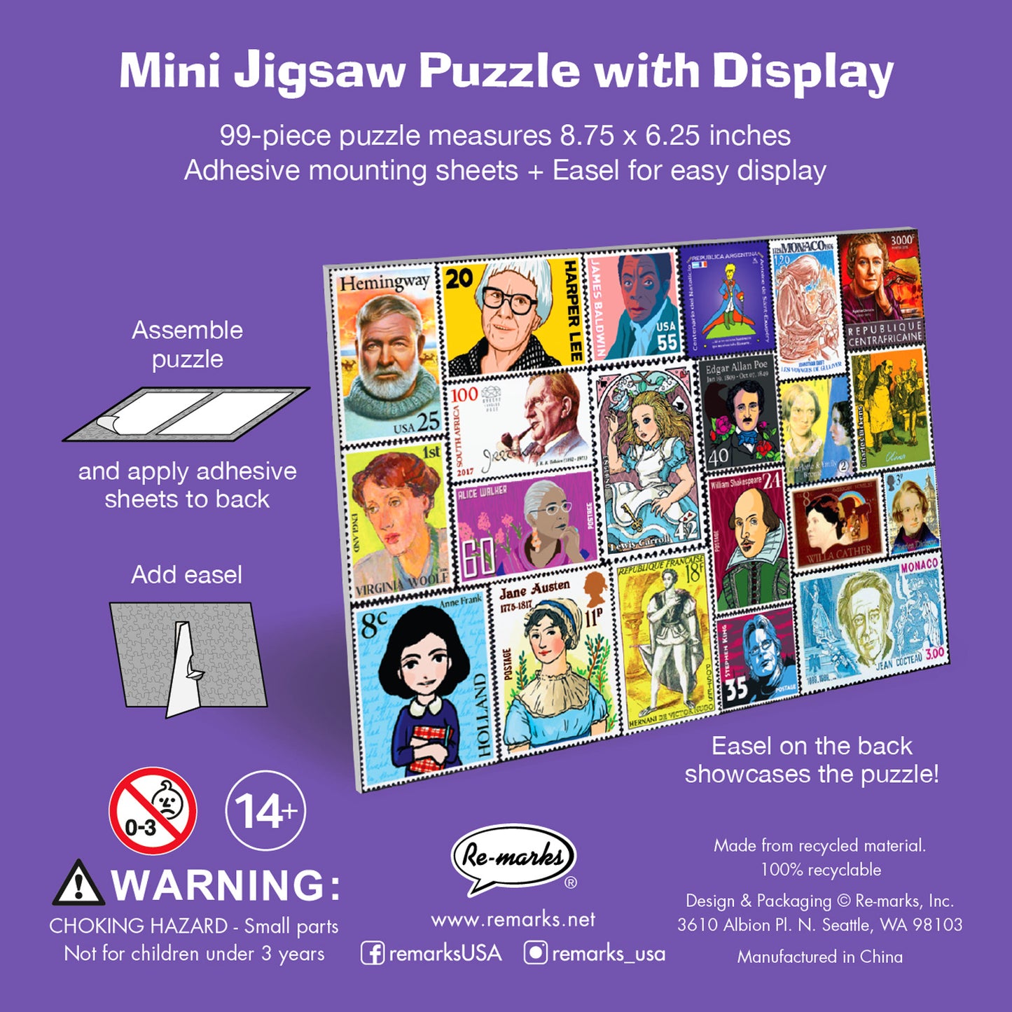 Authors Mini Puzzle Kit - 99-Piece Puzzle with Display Kit