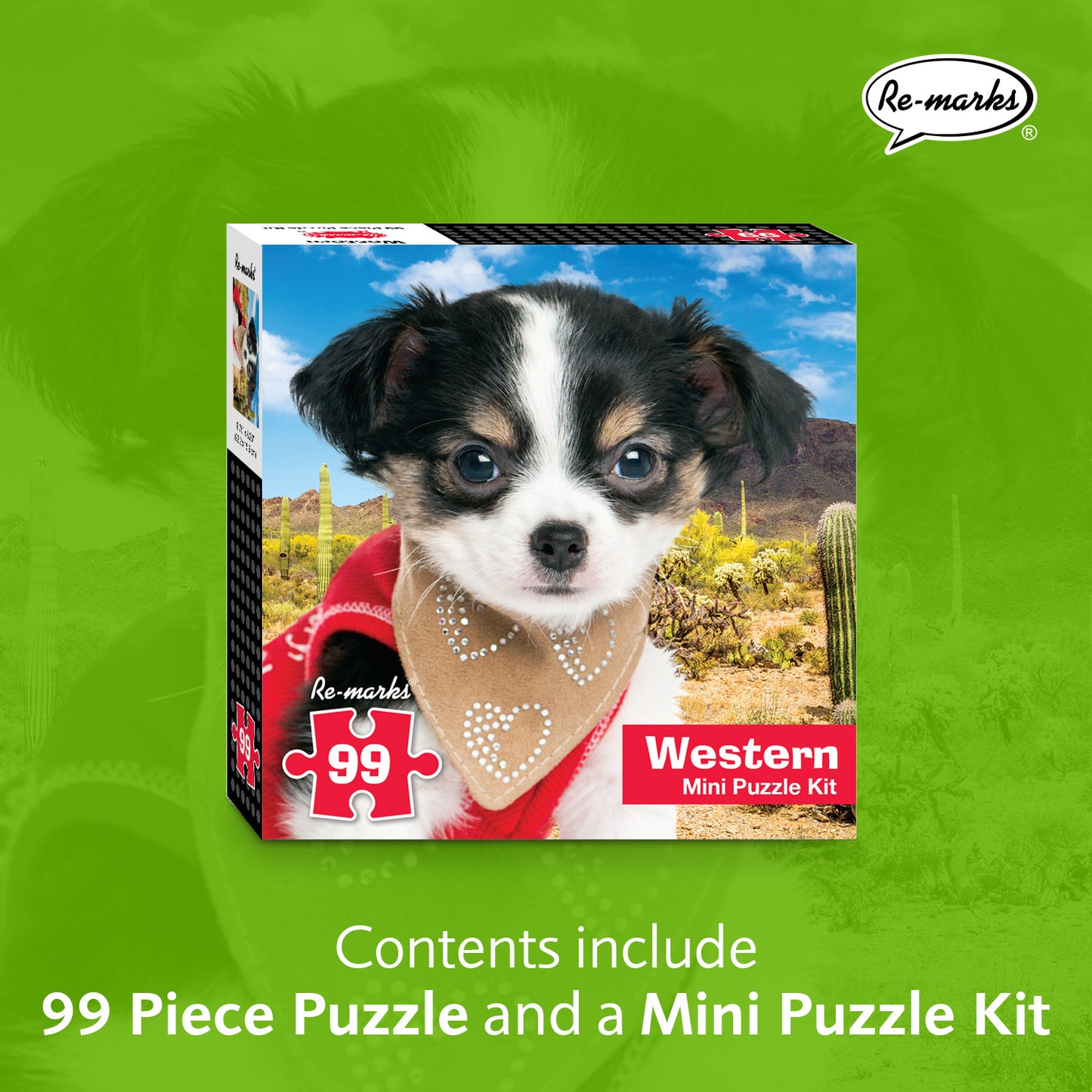 Western Mini Puzzle Kit - 99-Piece Puzzle with Display Kit
