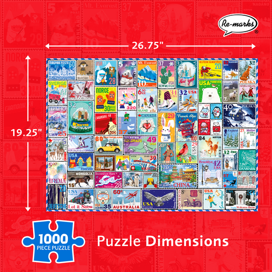 Winter Wonderland Stamps Collage 1000-Piece Jigsaw Puzzle