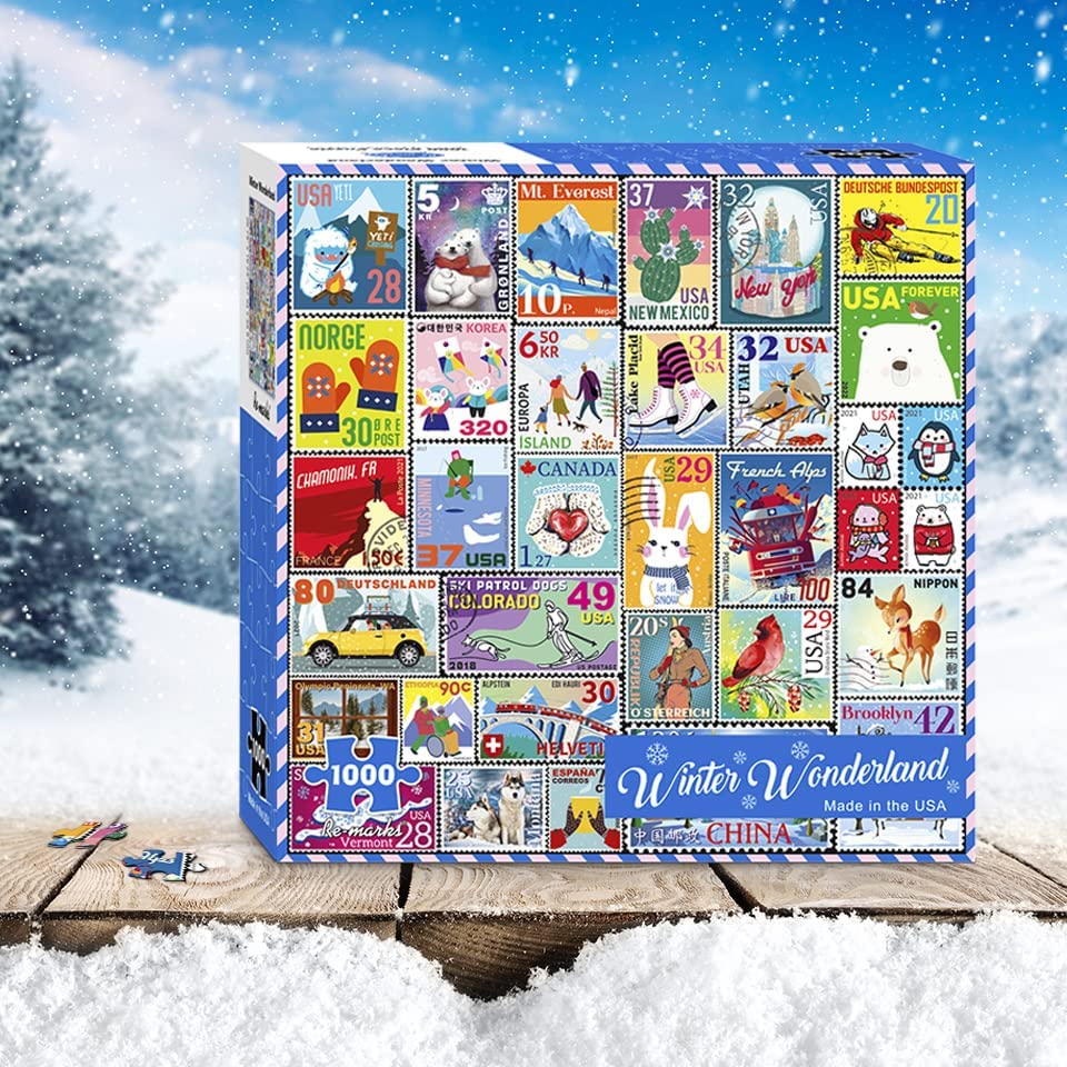 Winter Wonderland Stamps Collage 1000-Piece Jigsaw Puzzle
