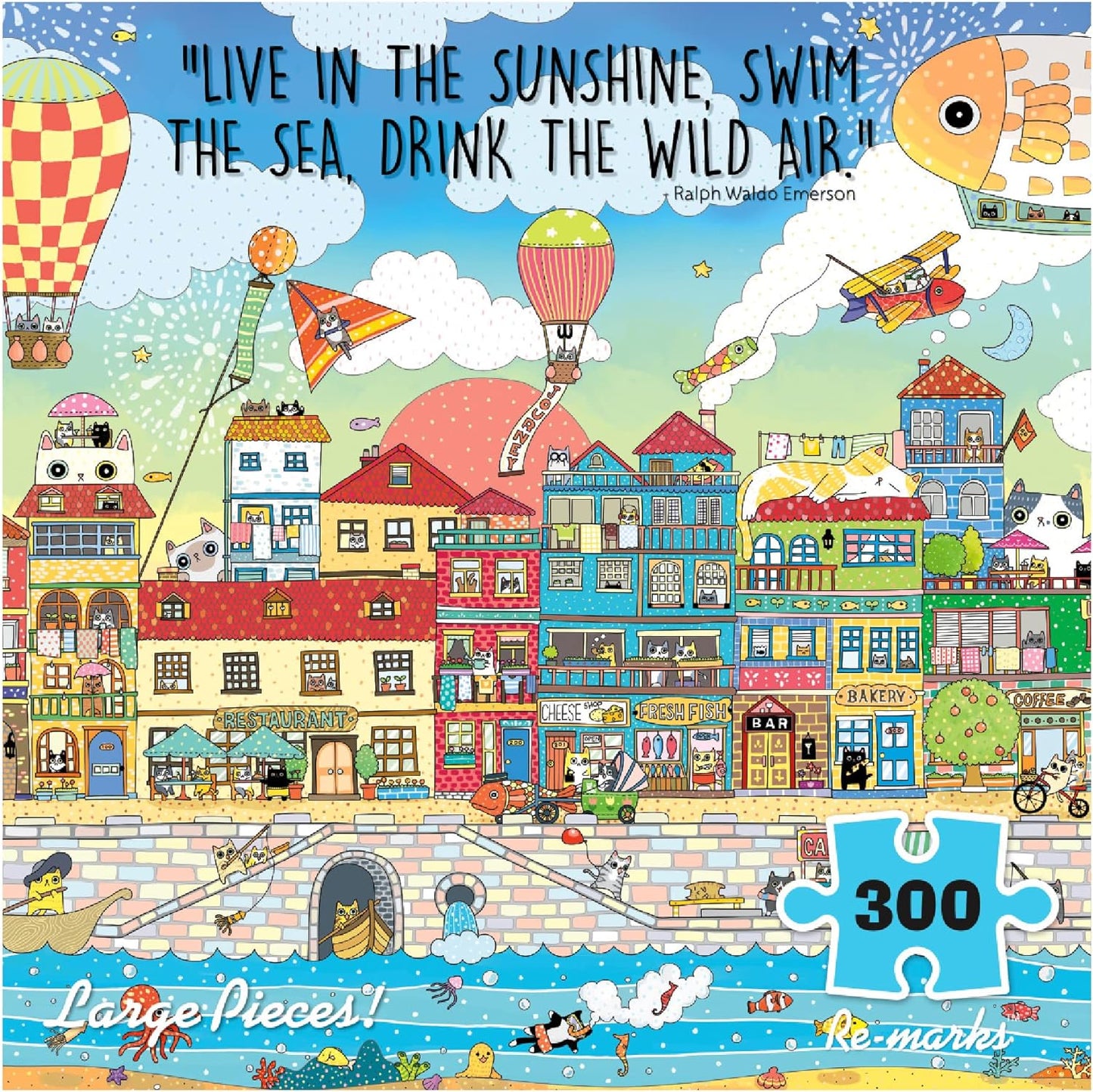 Harbor City Illustration 300-Large Piece Jigsaw Puzzle