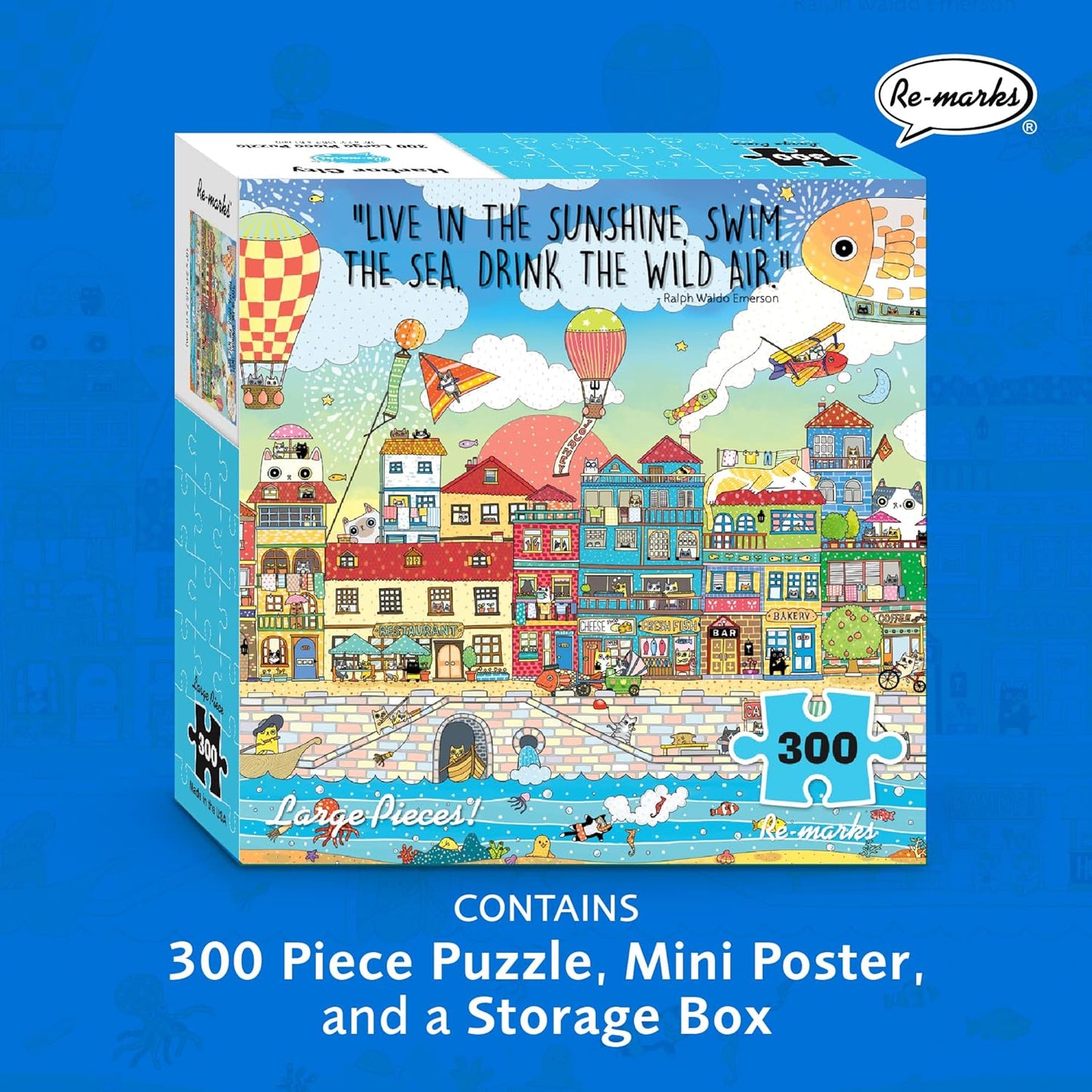 Harbor City Illustration 300-Large Piece Jigsaw Puzzle