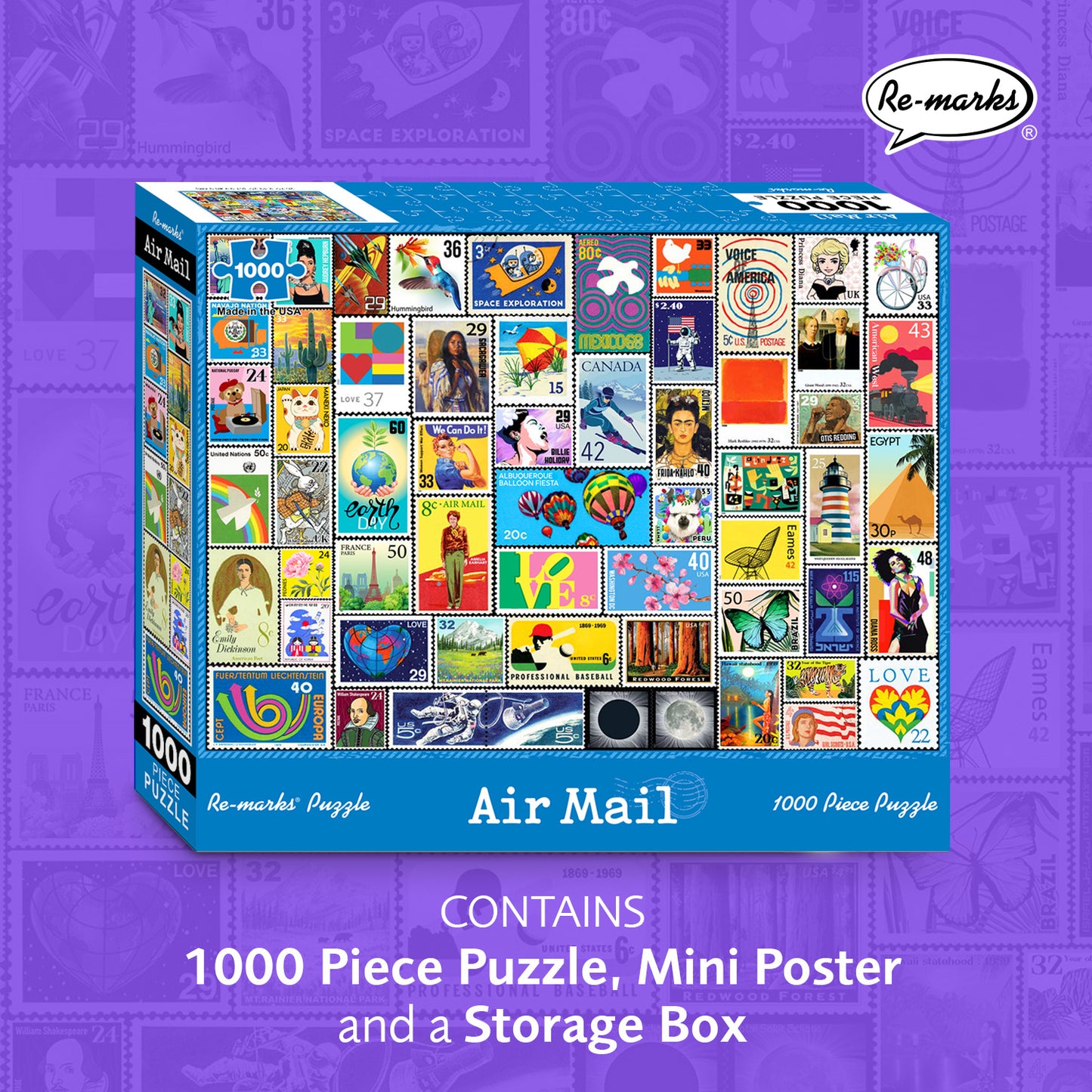 Air Mail Stamp Collage 1000-Piece Jigsaw Puzzle