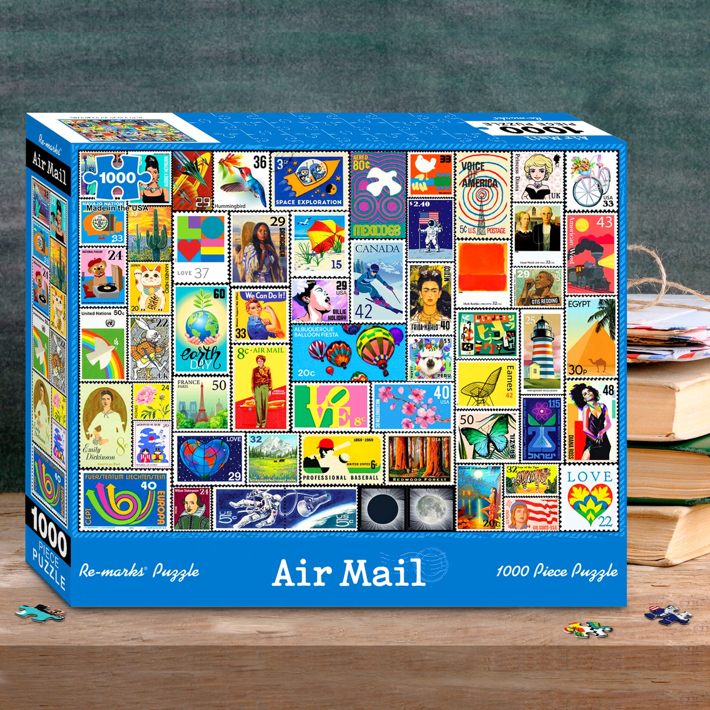 Air Mail Stamp Collage 1000-Piece Jigsaw Puzzle