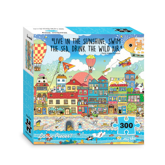 Harbor City Illustration 300 Large Piece Jigsaw Puzzle