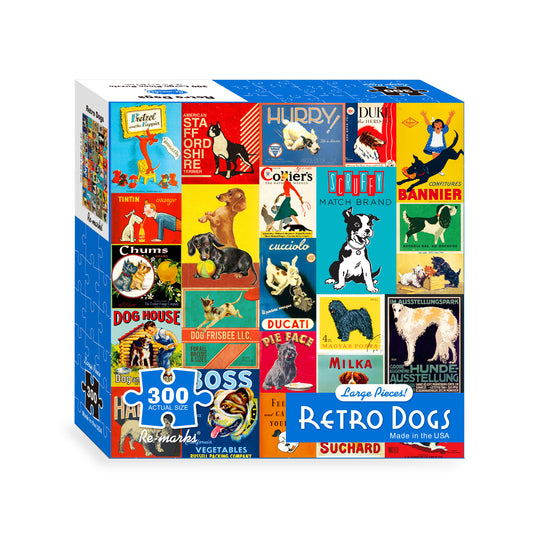 Retro Dogs Collage 300 Large Piece Jigsaw Puzzle