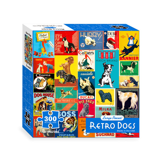 Retro Dogs Collage 300-Large Piece Jigsaw Puzzle