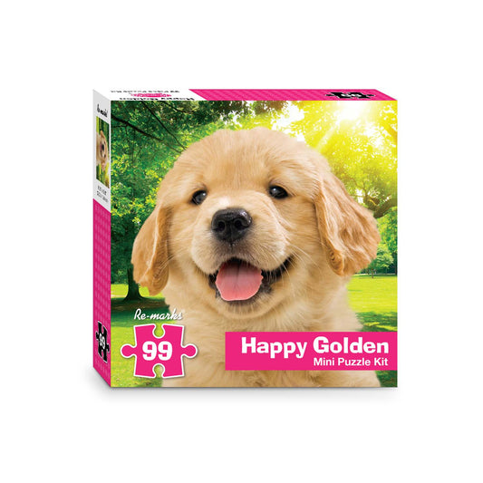Happy Golden Mini Puzzle Kit - 99-Piece Puzzle with Display Kit