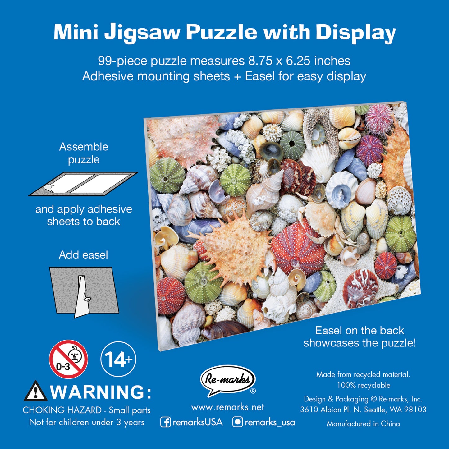 Seashore Mini Puzzle Kit - 99-Piece Puzzle with Display Kit