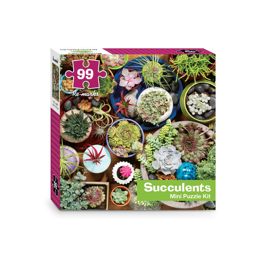 Succulents Mini Puzzle Kit - 99-Piece Puzzle with Display Kit