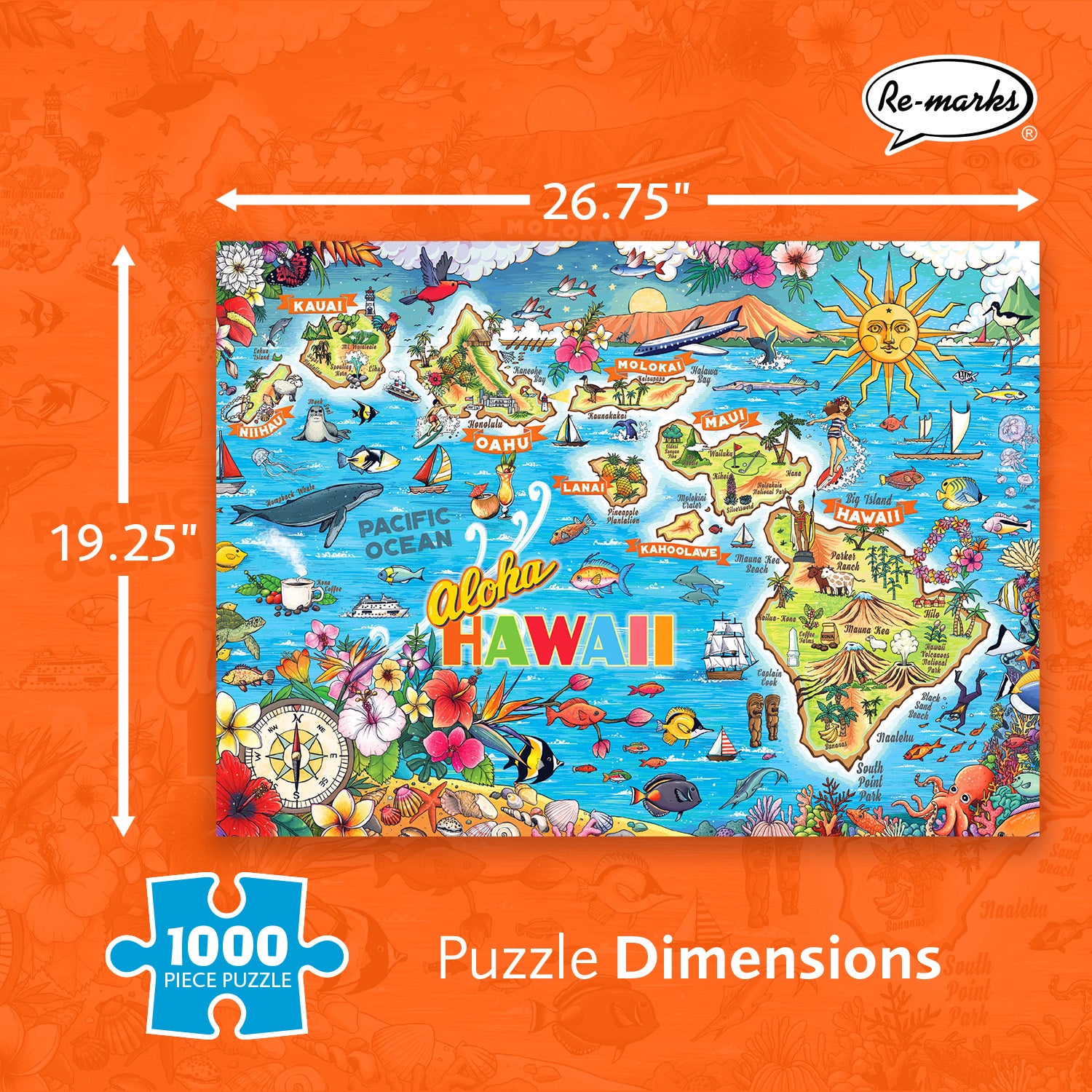 Hawaii Illustrated Map 1000-Piece Jigsaw Puzzle