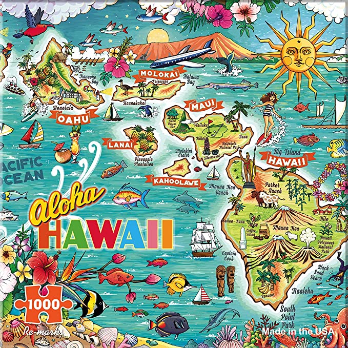 Hawaii Illustrated Map 1000-Piece Jigsaw Puzzle