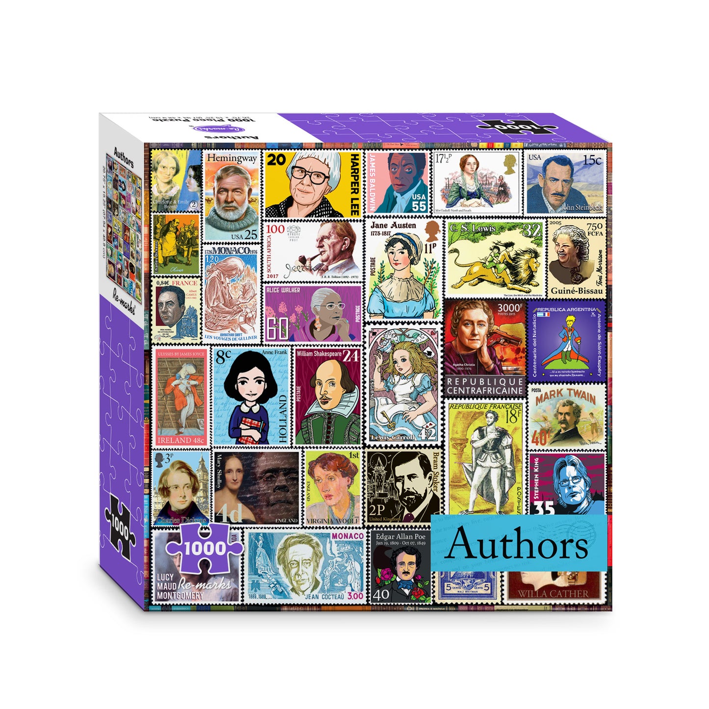 Authors Postage Stamp Collage 1000-Piece Jigsaw Puzzle