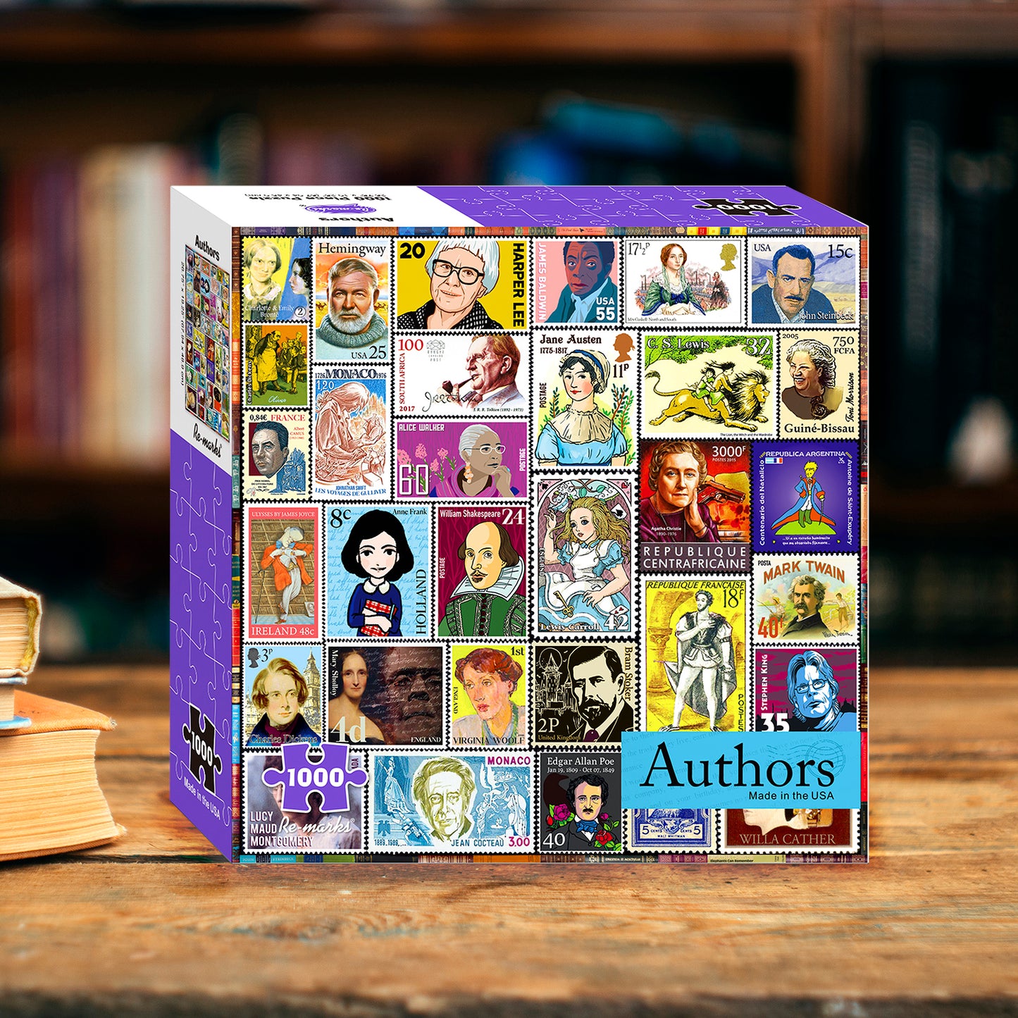 Authors Postage Stamp Collage 1000-Piece Jigsaw Puzzle