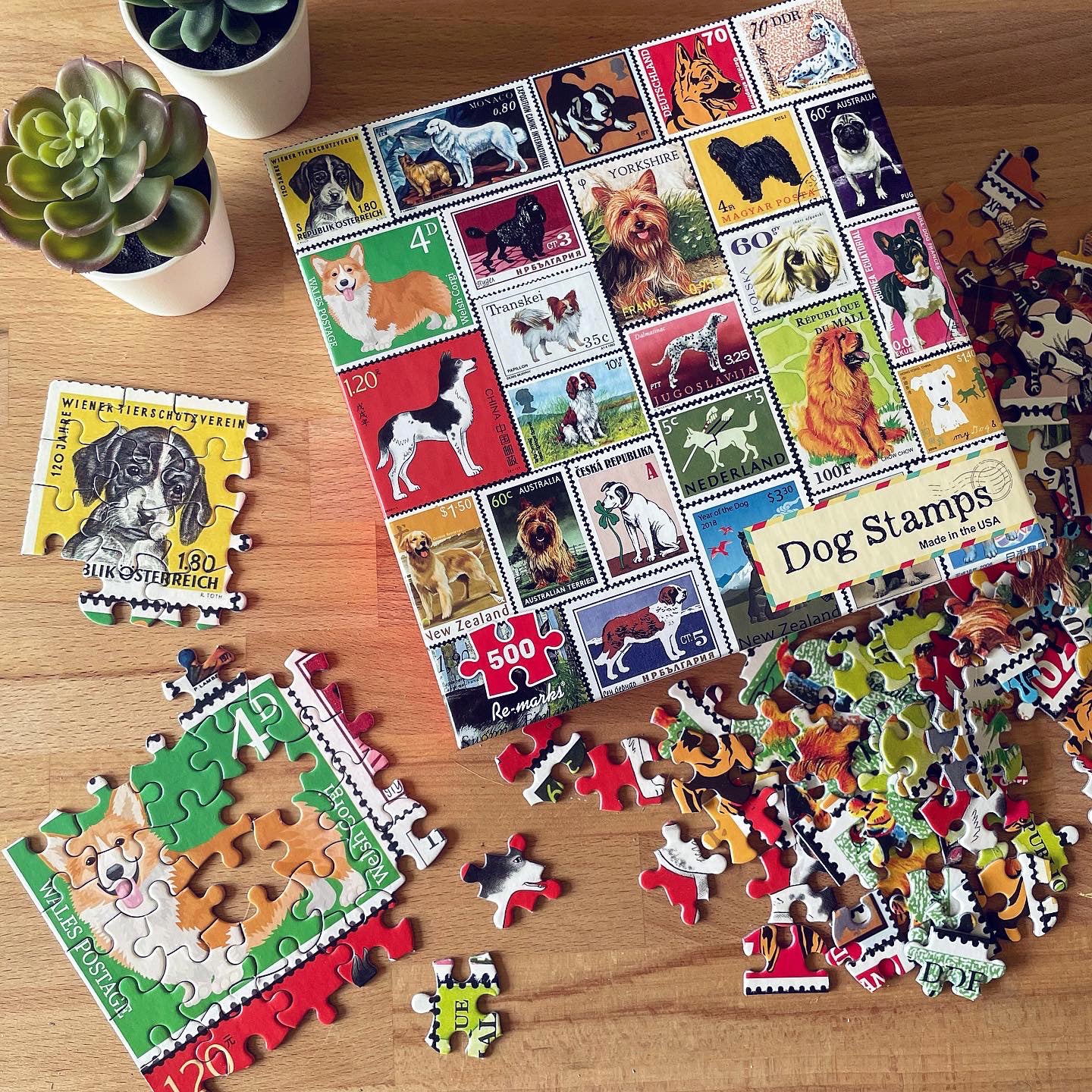 Dog Stamps Collage 500-Piece  Jigsaw Puzzle