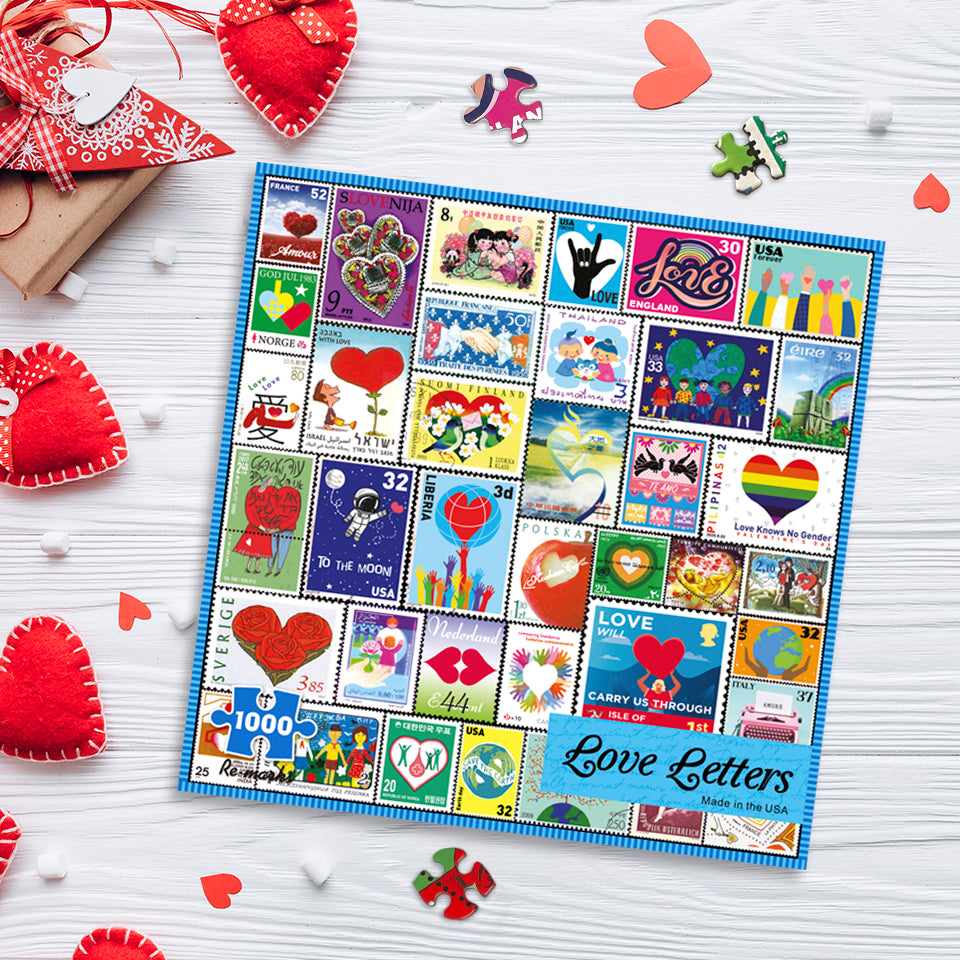 Love Letters Stamps Collage 1000-Piece Jigsaw Puzzle