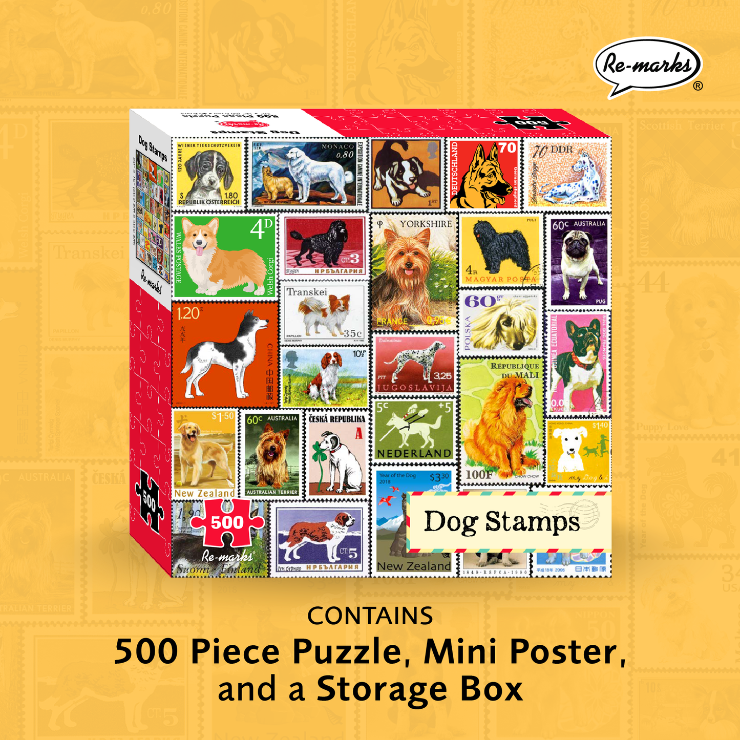 Dog Stamps Collage 500-Piece  Jigsaw Puzzle