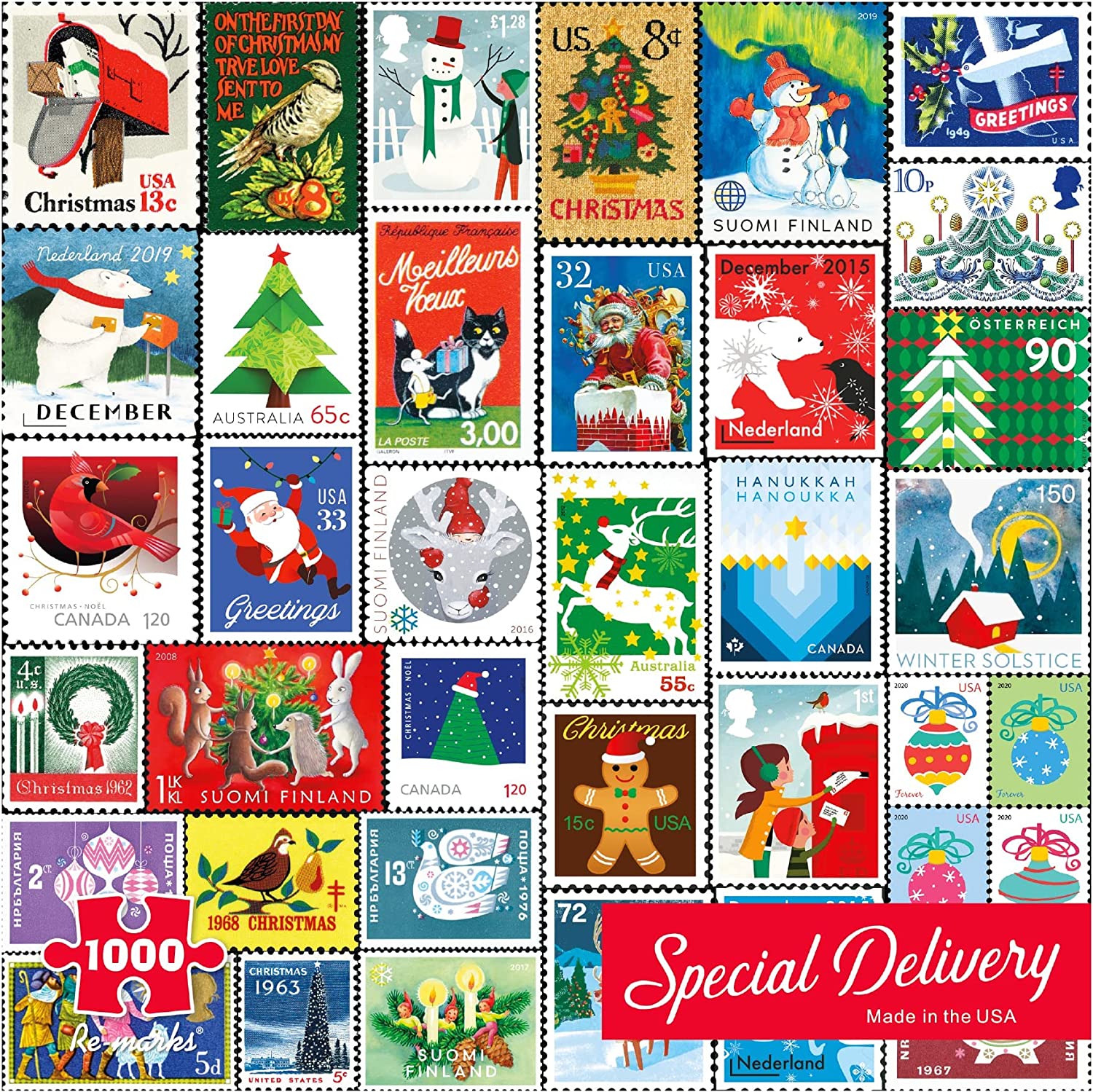 Special Delivery Stamp Collage 1000-Piece Jigsaw Puzzle