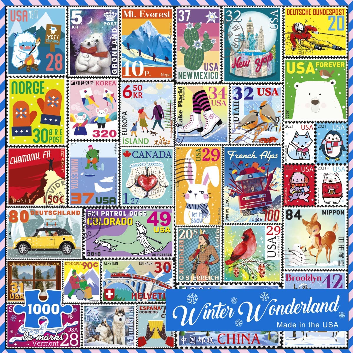 Love Letters Stamps Collage 1000-Piece Jigsaw Puzzle